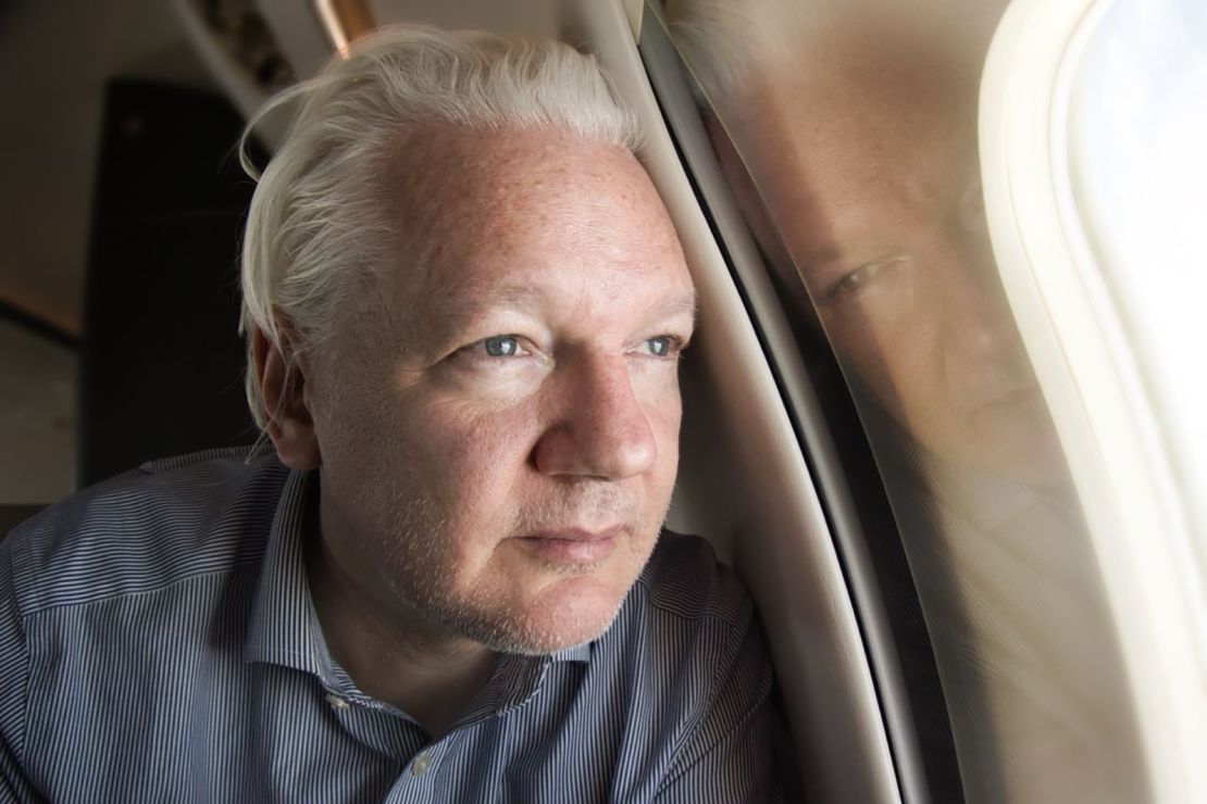 A photo of Julian Assange shared by Wikileaks on X, with a caption that reads, 'Approaching Bangkok airport for layover. Moving closer to freedom.'