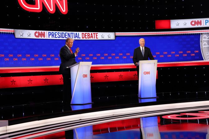 Biden's campaign won a coin toss before the debate to choose which side he would stand on. Trump's campaign then chose for the former president to deliver the last closing statement.