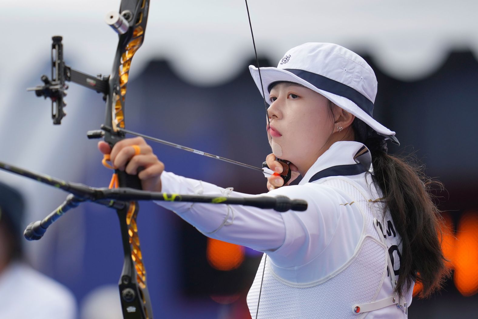 South Korea’s Lim Si-hyeon competes at the Olympics in Paris on Thursday, July 25. <a href="https://www.espn.com/olympics/story/_/id/40637622/lim-si-hyeon-leads-dominant-south-korea-archery-team-wr" target="_blank">She shot a world and Olympic record 694</a> in the individual ranking round.