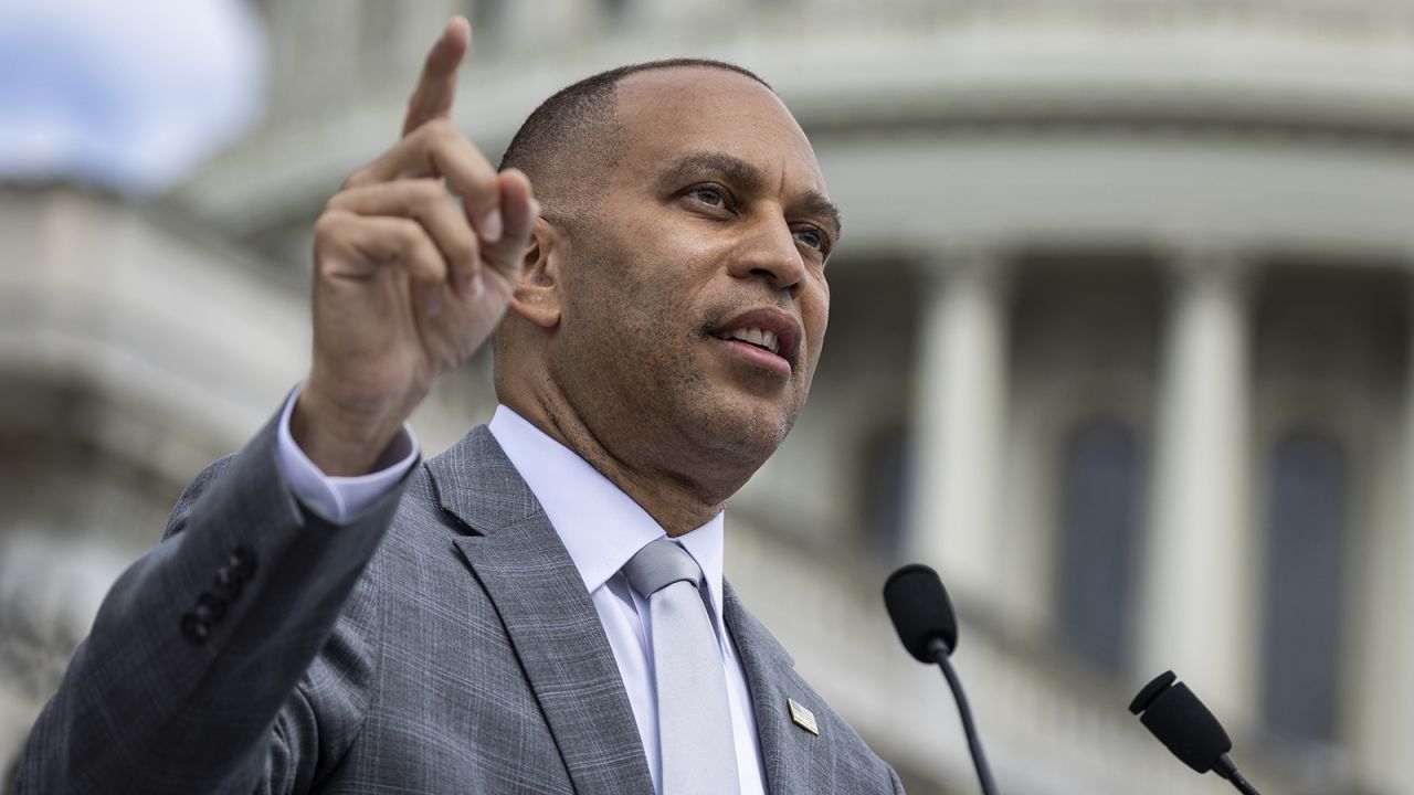 House Minority Leader Hakeem Jeffries (D-NY) speaks during a press conference with other House Democrats on June 27 in Washington, DC. 