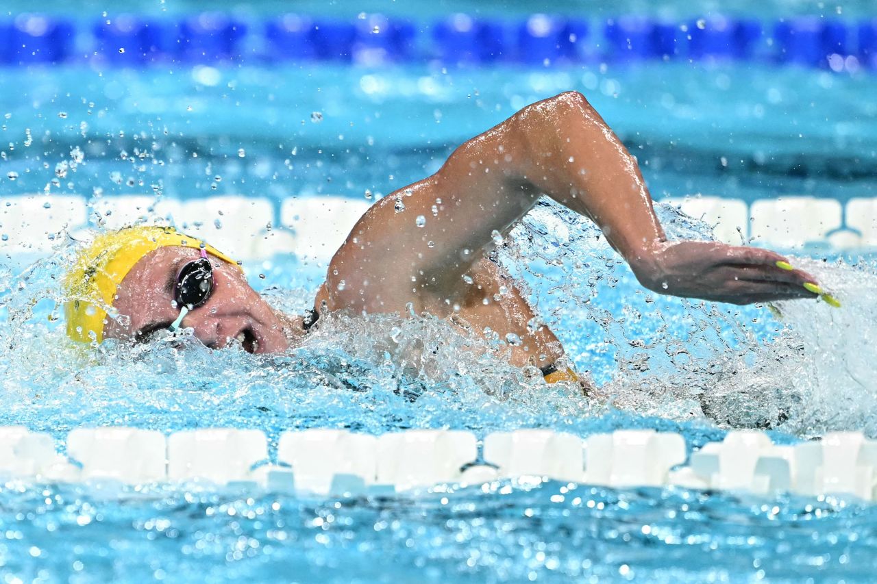 Australia's Ariarne competes in the women's 400-meter freestyle final at La Défense Arena in Nanterre, France, on July 27. 