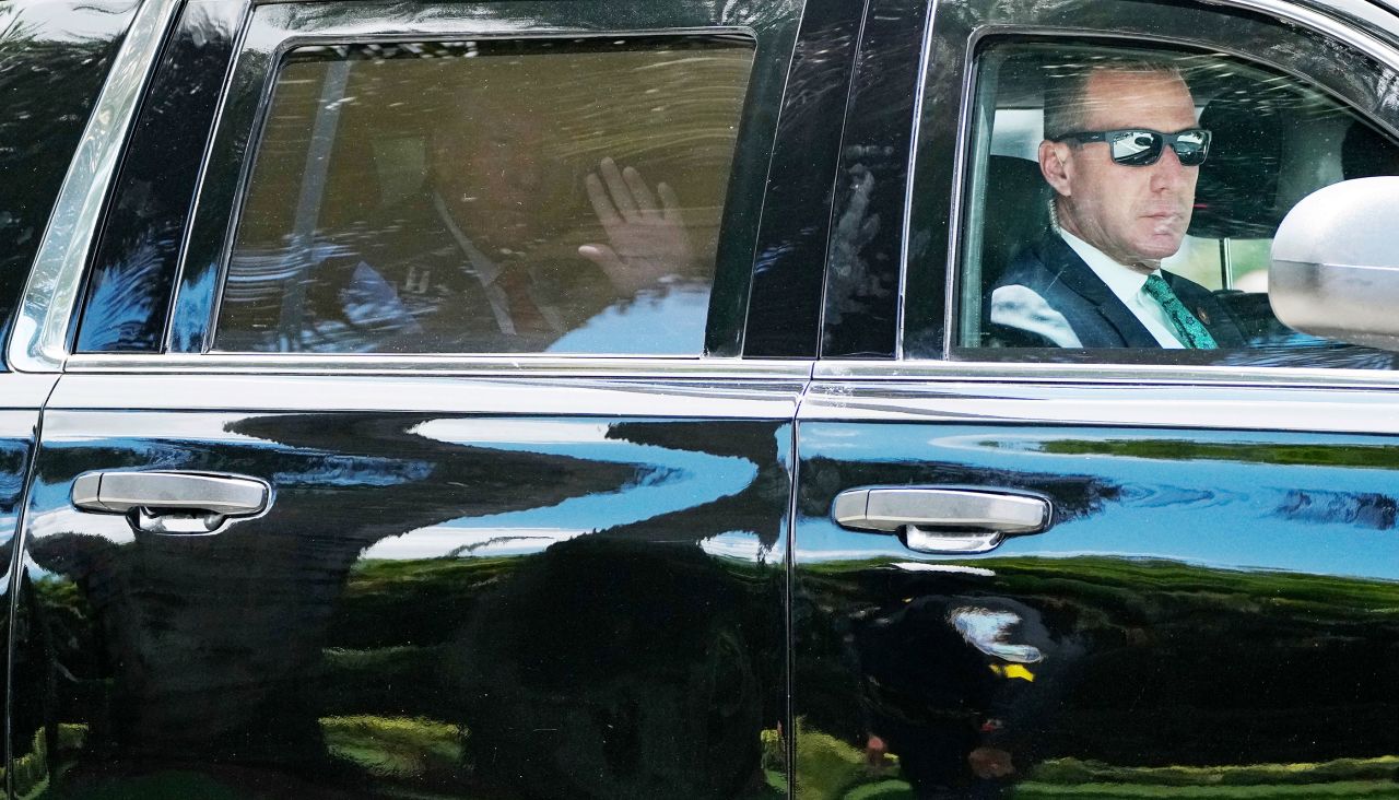 Former President Donald Trump leaves his Trump National Doral resort, Tuesday, June 13 in Doral, Florida.