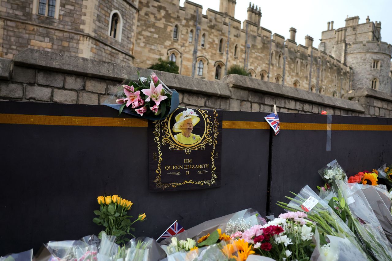 Tributes lay outside of Windsor Castle on Thursday.