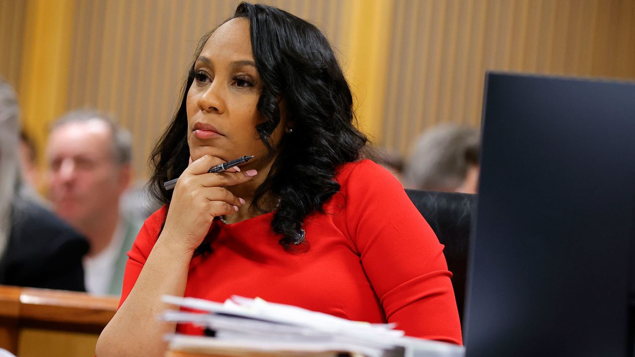 Fulton County District Attorney Fani Willis looks on during a hearing on the Georgia election interference case, Friday, March, 1, 2024, in Atlanta.