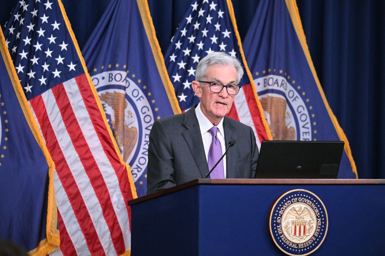 Federal Reserve Chair Jerome Powell speaks during a press conference in Washington, DC, on March 20.