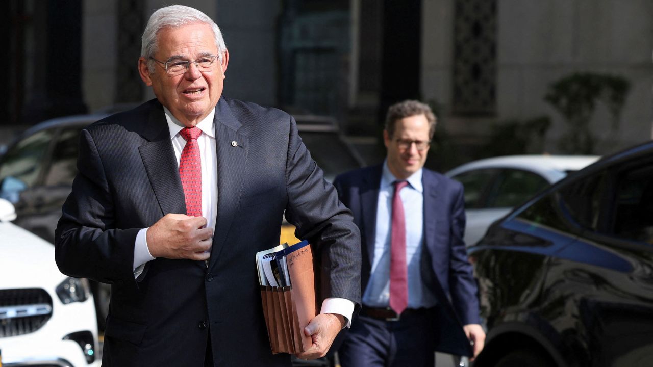 Sen. Bob Menendez arrives at federal court in New York City on July 9.