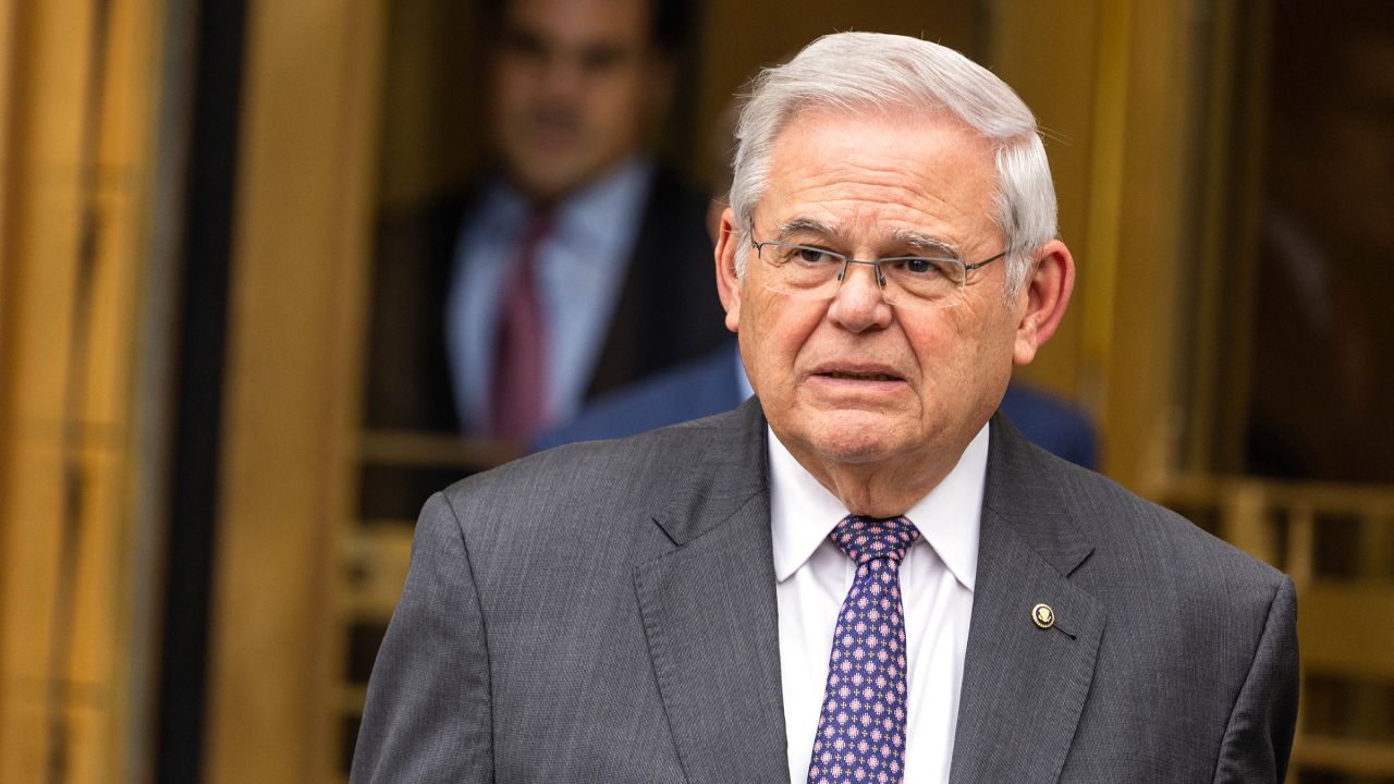 Sen. Bob Menendez departs Manhattan Federal Court in New York City on May 14.