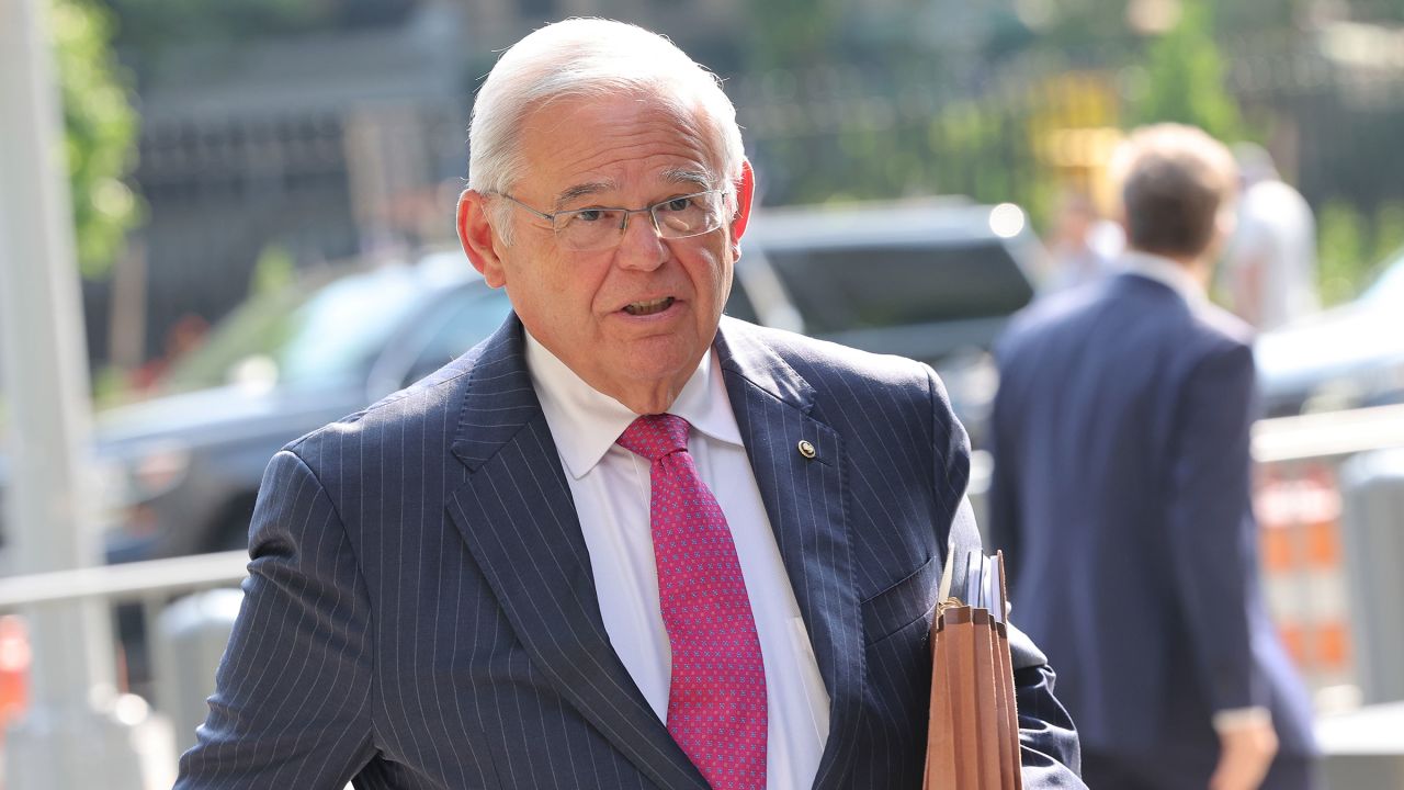 Bob Menendez arrives at Manhattan Federal Court on July 10, 2024 in New York City. 