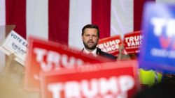 Sen. JD Vance addresses a crowd of supporters during a campaign event inside the Dedmon Center at Radford University in Radford, Virginia, on July 22.