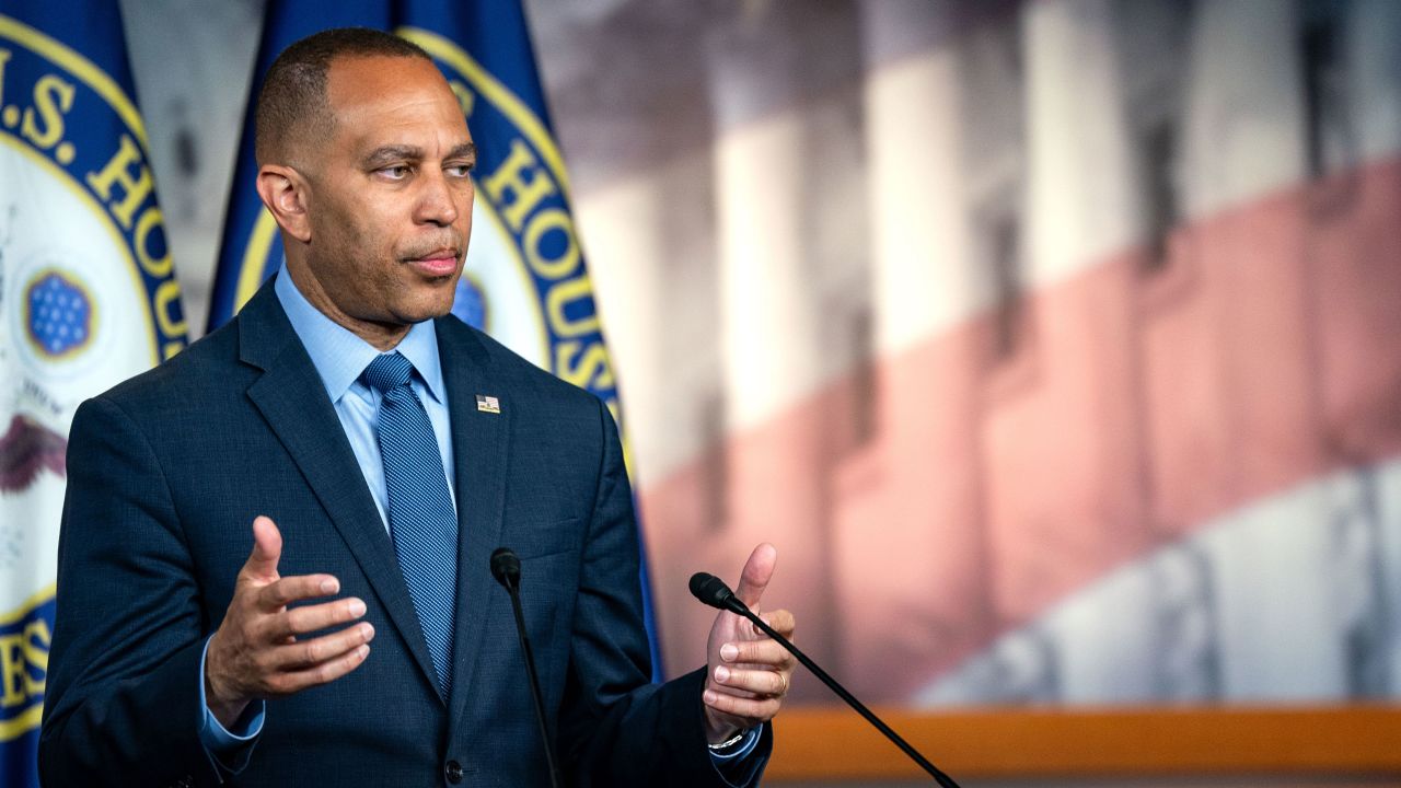 House Minority Leader Hakeem Jeffries speaks during a news conference at the US Capitol on June 14 in Washington, DC. 