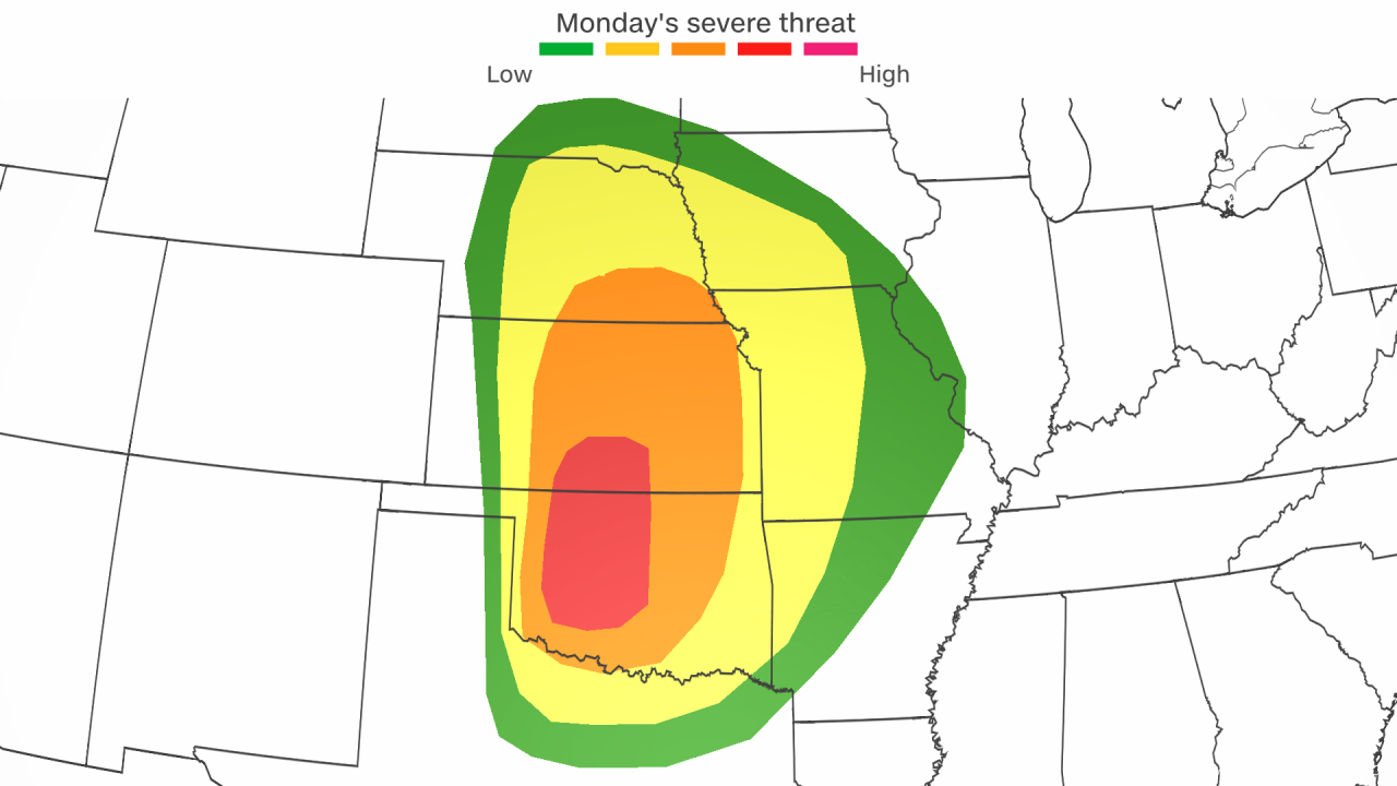 Severe storm threat Monday