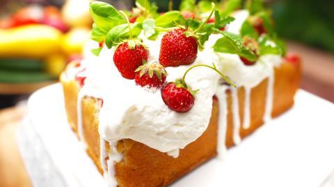 Tyler Florence uses the grill to bake a strawberry upside down cake.