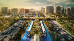 Urban design firm URB has released designs for its proposed “<a href="https://www.designboom.com/architecture/urb-worlds-greenest-highway-dubai-solar-powered-trams-green-spine-07-09-2024/" target="_blank">Green Spine</a>,” a 64-kilometer highway along Sheikh Mohammad Bin Zayed Road in Dubai. The project, in alignment with the city’s 2040 Urban Master Plan, will rely entirely on renewable energy, predominantly solar power.