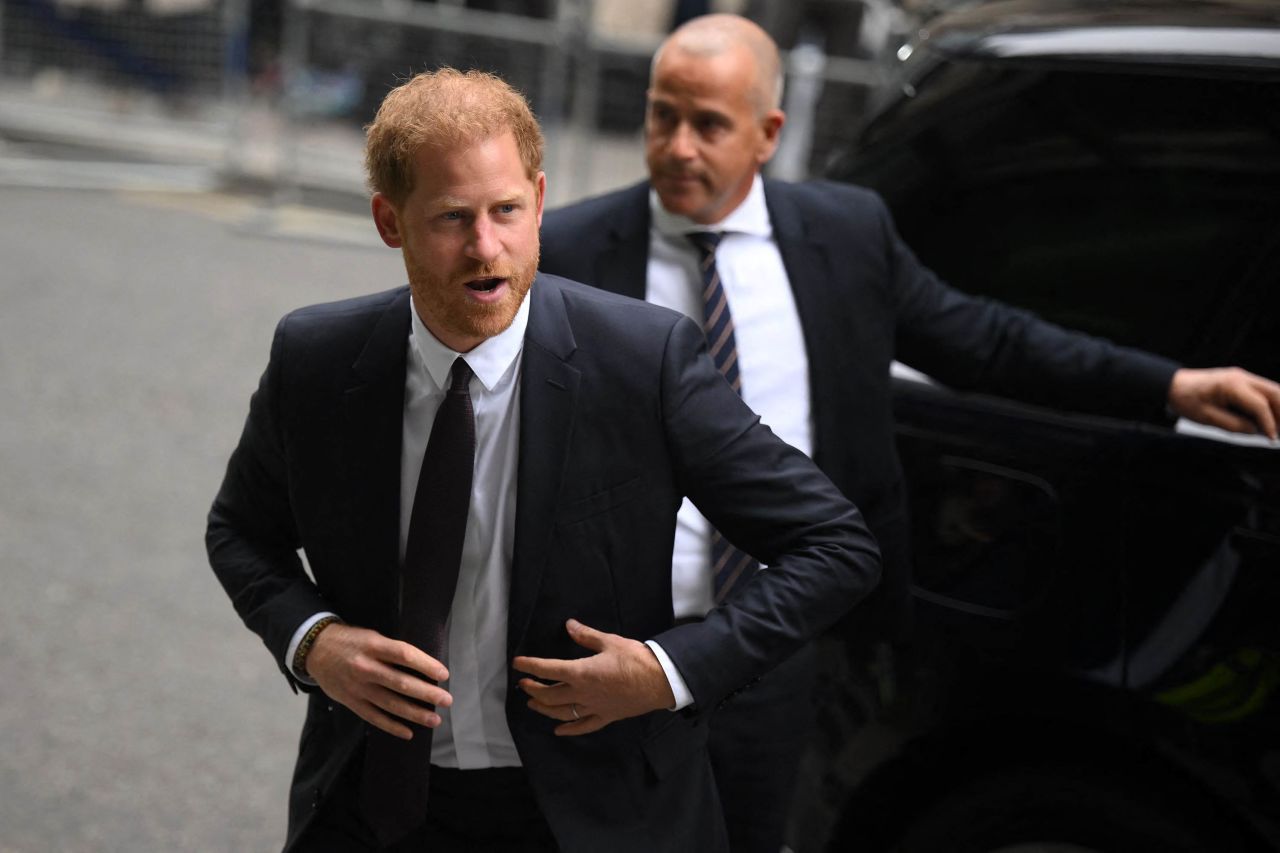 Britain's Prince Harry, Duke of Sussex, arrives at the Royal Courts of Justice in London, on June 6. 