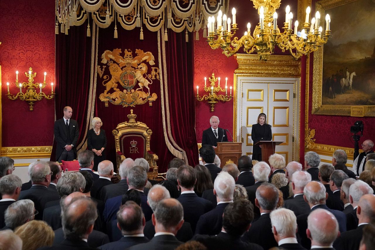 King Charles III speaks during the Accession Council at St. James's Palace, in London, on Saturday, September 10. 