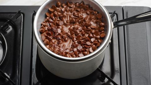 Here, three different ways to melt chocolate chips: on the stove, in the microwave and in a water bath.