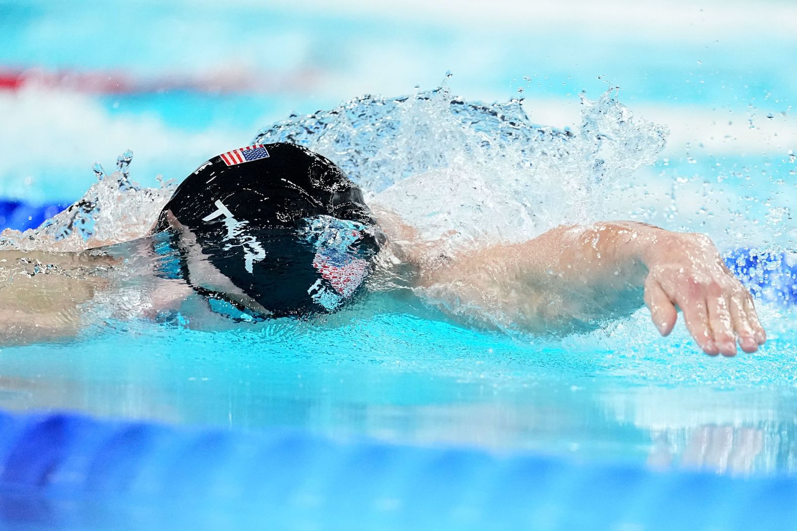 American swimmer Bobby Finke competes in the 1,500-meter freestyle final on August 4. <a href="https://www.cnn.com/sport/live-news/paris-olympics-news-2024-08-04#h_76333bf729a81ec143b5b1639d0ade99">Finke smashed the world record on his way to gold</a>, finishing with a time of 14:30.67.