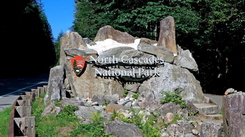 West side entry sign for North Cascades National Park on state highway 20 in Washington. (Photo by: Don & Melinda Crawford/Education Images/Universal Images Group via Getty Images)