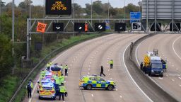 "Just Stop Oil" activists along the M25 motorway in November 2022.