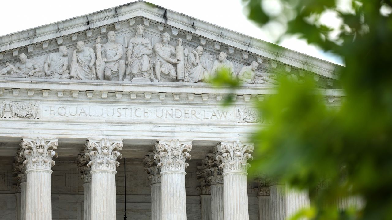 WASHINGTON, DC - JUNE 27: The U.S. Supreme Court is seen on June 27, 2023 in Washington, DC. In a 6-3 decision today the Supreme Court rejected the idea that state legislatures have unlimited power to decide the rules for federal elections and draw congressional maps without interference from state courts. (Photo by Kevin Dietsch/Getty Images)