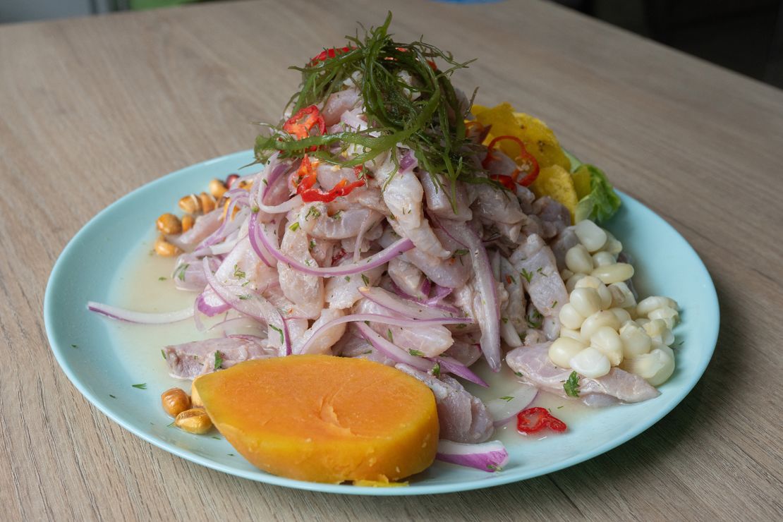 At number three on Time Out's list is Lima, Peru, where visitors are encouraged to try ceviche. Pictured here: a traditional sea bass ceviche dish cooked by Peruvian chef Roberto Madrid at his restaurant Aroma de Mar in Lima.