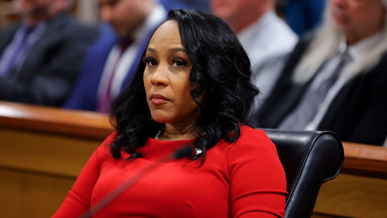 Fulton County District Attorney Fani Willis looks on during a hearing in the case of the State of Georgia v. Donald John Trump at the Fulton County Courthouse on March 1, in Atlanta, Georgia.