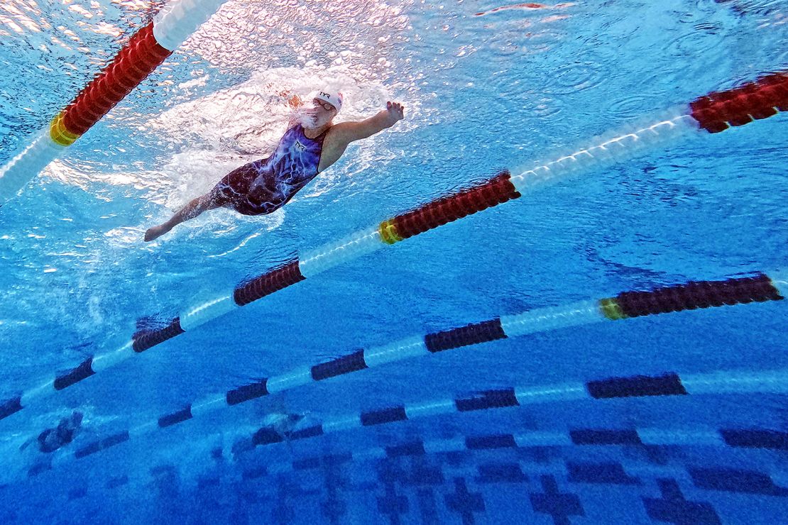 Katie Ledecky competes in the Women's 800m freestyle final at the TYR Pro Swim Series San Antonio on April 13 in San Antonio, Texas.