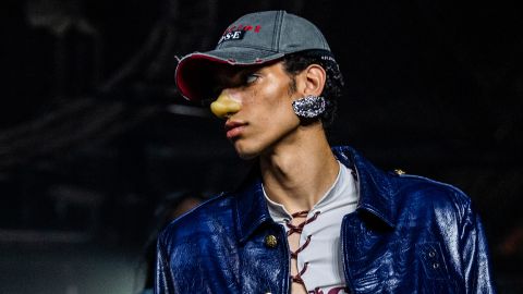 MILAN, ITALY - JUNE 16: Models walk finale of the runway at the Martine Rose fashion show during the Milan Menswear Spring/Summer 2025 on June 16, 2024 in Milan, Italy. (Photo by Justin Shin/Getty Images)