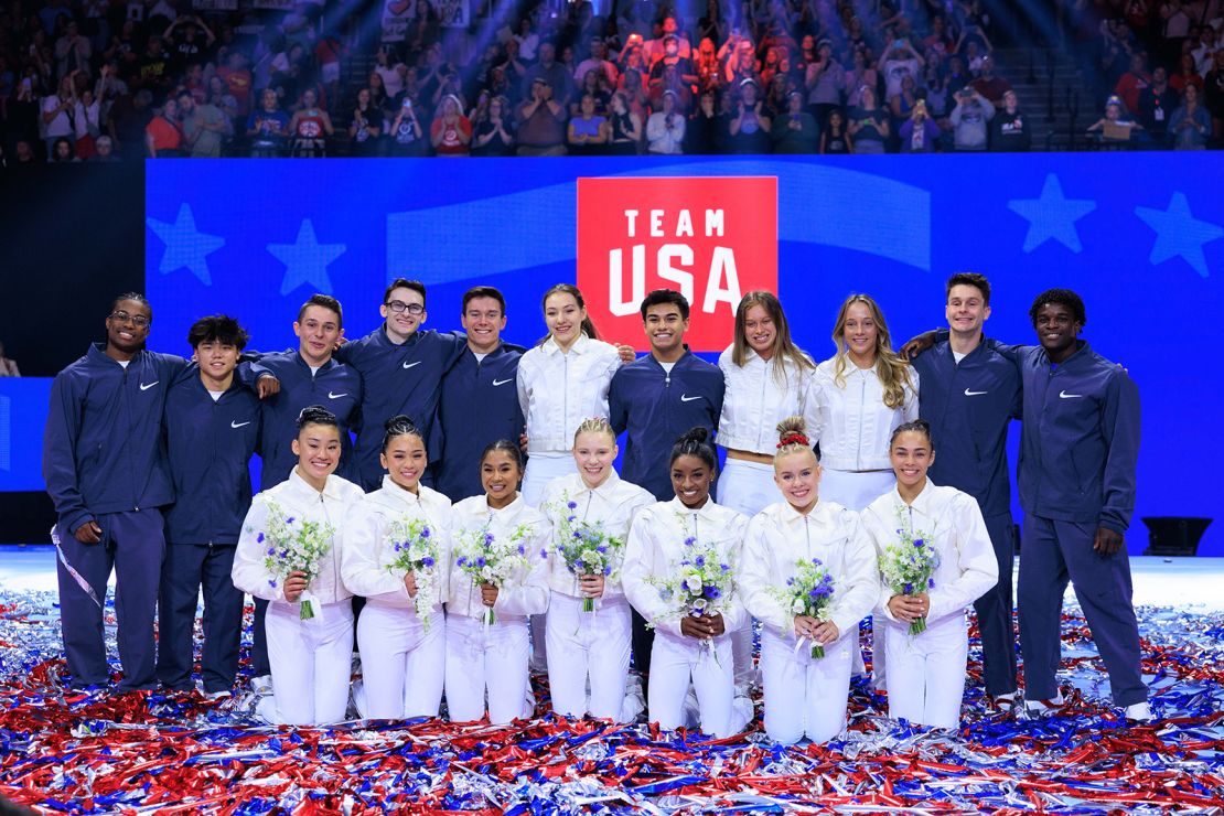 Members of the men's and women's U.S. Olympic gymnastics teams.