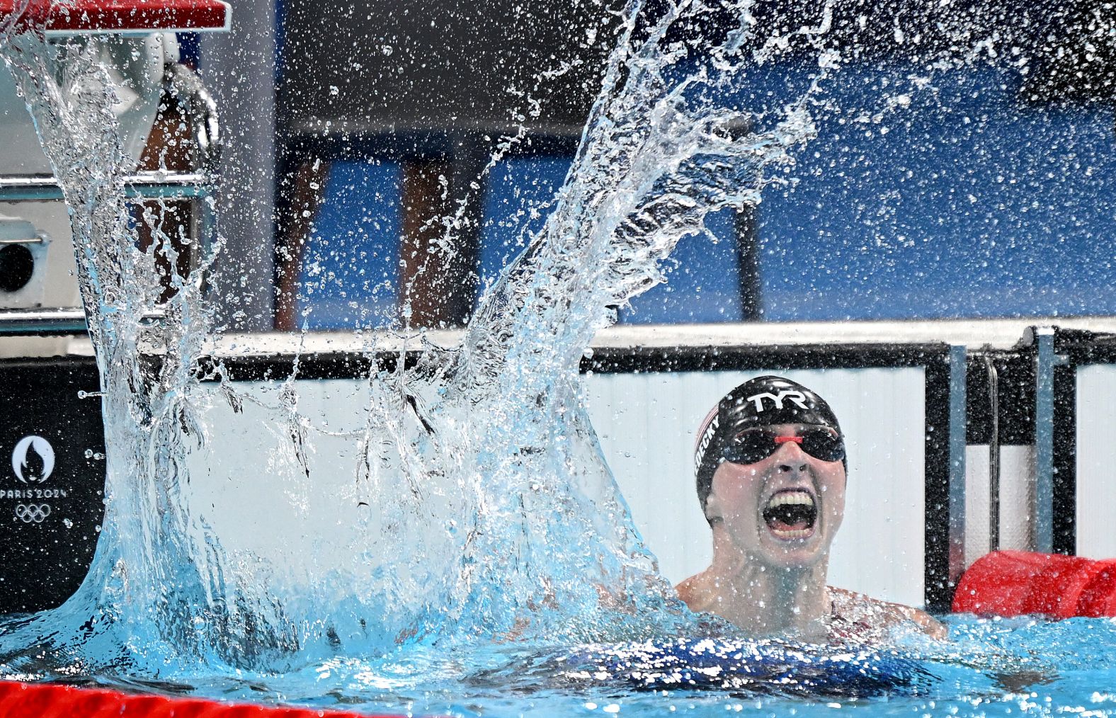 American swimmer Katie Ledecky celebrates after winning Olympic gold in the 1,500-meter freestyle on Wednesday, July 31. The American swimming legend <a href="https://www.cnn.com/sport/live-news/paris-olympics-news-2024-07-31#h_37a7aef097fe315f9528ba4e40dd90a3">crushed the rest of the field</a> in her signature event, breaking her own Olympic record in the process. She finished in 15:30.02, a full 10 seconds faster than her closest competitor.