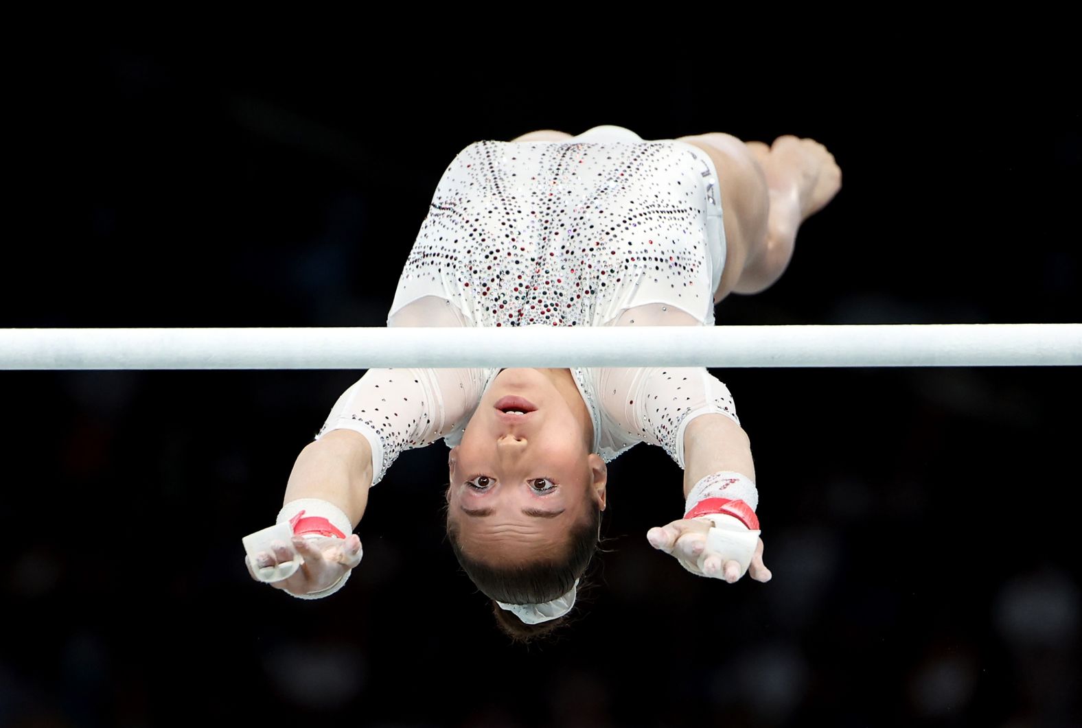 Algeria’s Kaylia Nemour competes in the uneven bars final on August 4. She <a href="https://www.cnn.com/sport/live-news/paris-olympics-news-2024-08-04#h_486ddbefb00d76a8963f75a064f4ed2d">made history</a> by winning her country's first gold medal in the sport.