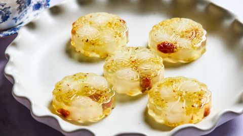 Get the Recipe: <a href="https://www.foodnetwork.com/recipes/food-network-kitchen/longan-and-osmanthus-jelly-mooncakes-19944989" target="_blank">Longan and Osmanthus Jelly Mooncakes</a>