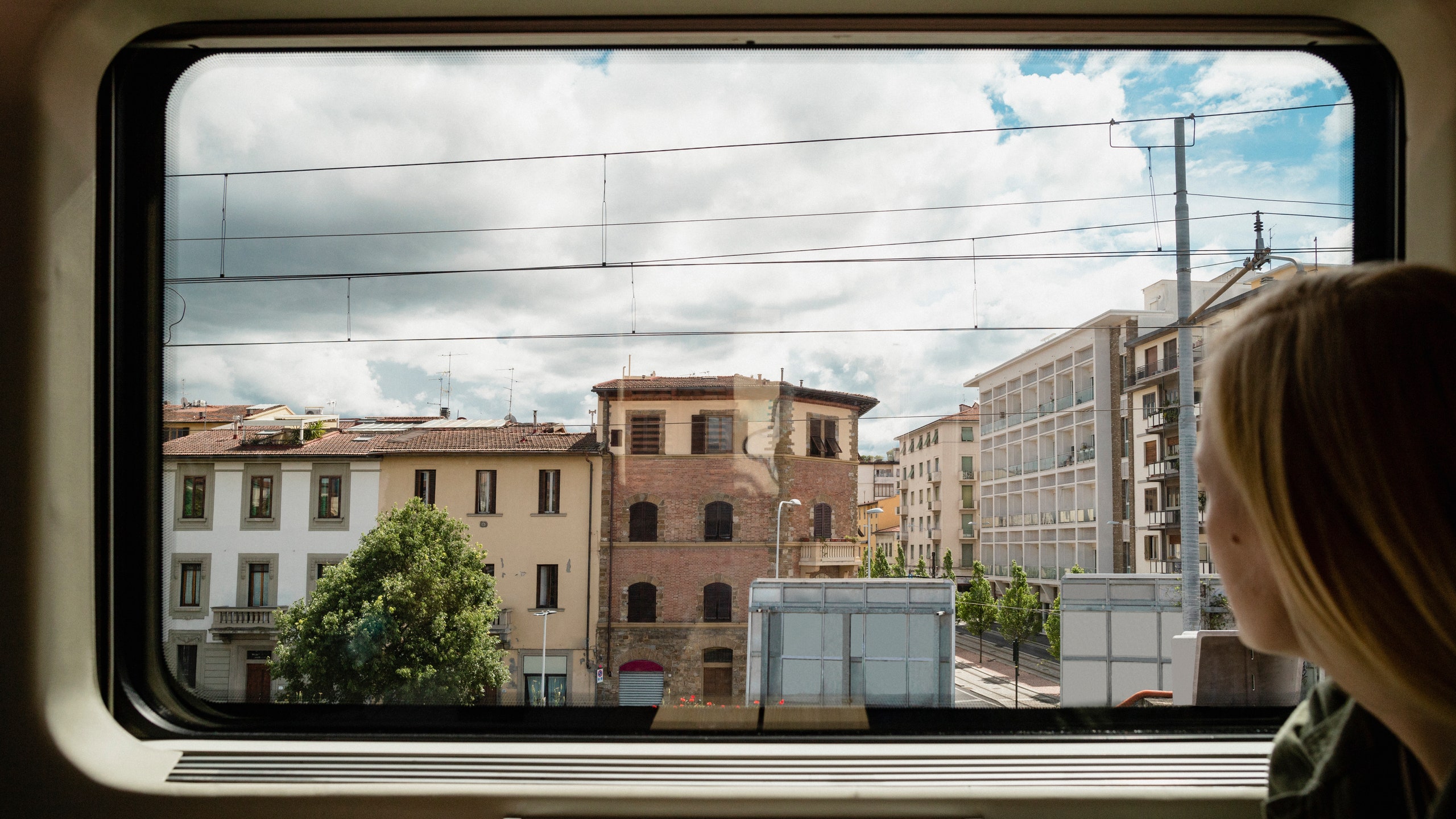 A window seat of a train.