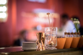 Cocktails lined up on the bar