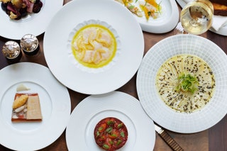 raw bar starters selection at Dovetale Mayfair