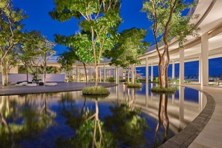 A hotel swimming pool.