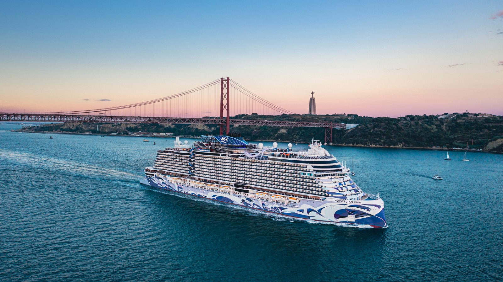 A cruise ship in sea.