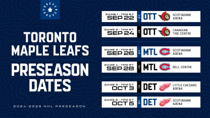 Maple Leafs Announce 2024 NHL Preseason Schedule