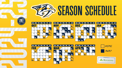 Predators Announce 2024-25 NHL Season Schedule; Home Opener Set for Oct. 10