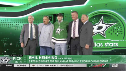 Hemming drafted No. 29 by Stars