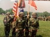 Maj. Gen. Woodrow Douglas Boyce (right) officially assumes command of the 311th Theater Signal Command with Maj. Gen. Charles 