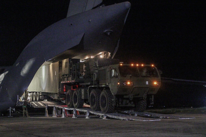 Mid-Range Capability (MRC) Launcher from Charlie Battery, 5th Battalion, 3rd Field Artillery Regiment, Long Range Fires Battalion, 1st Multi-Domain Task Force arrives as part of the capability’s first deployment into theater on Northern Luzon, Philippines, April 7, 2024.