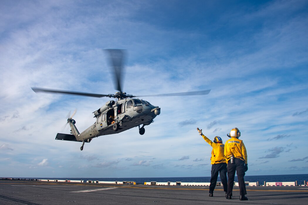 USS America (LHA 6) flight operations.