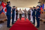 Lt. Gen. Joshua M. Rudd, deputy commander of U.S. Indo-Pacific Command, right, marches alongside Lithuanian Chief of Defence Gen. Raimundas Vaikšnoras during an honors ceremony at USINDOPACOM headquarters on Camp H.M. Smith in Hawaii, Jan. 7, 2025. The visit aimed to enhance U.S.-Lithuanian communication and cooperation in combating regional threats. USINDOPACOM is committed to enhancing stability in the Indo-Pacific region by promoting security cooperation, encouraging peaceful development, responding to contingencies, deterring aggression and, when necessary, fighting to win. (U.S. Navy photo by Mass Communication Specialist 1st Class John Bellino)