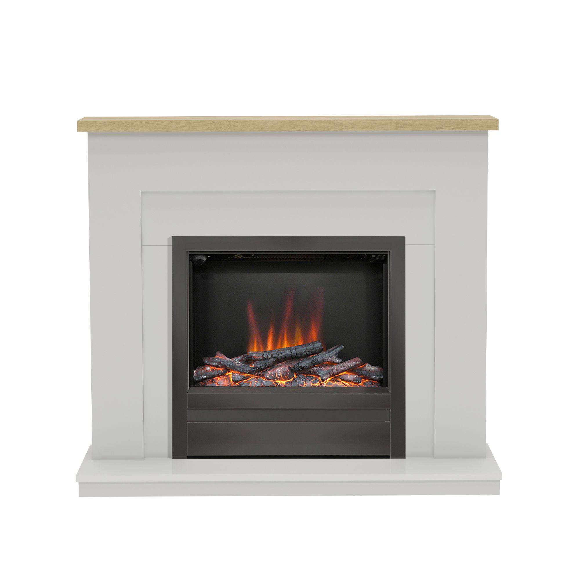 Be Modern Alder Light grey & oak effect Inset Electric Fire suite