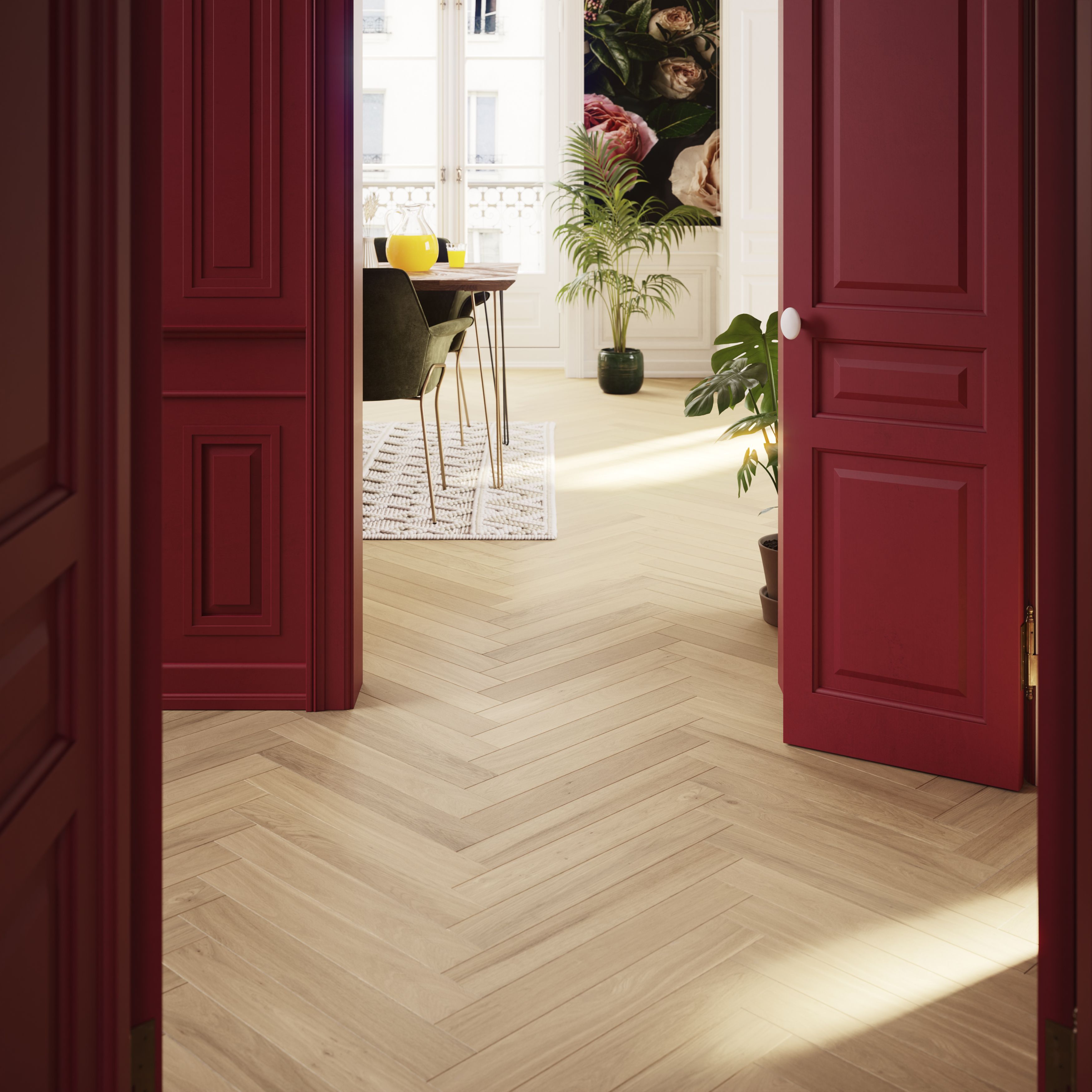 GoodHome Lulea Herringbone Natural Oak effect Oak Solid wood flooring, 0.864m²