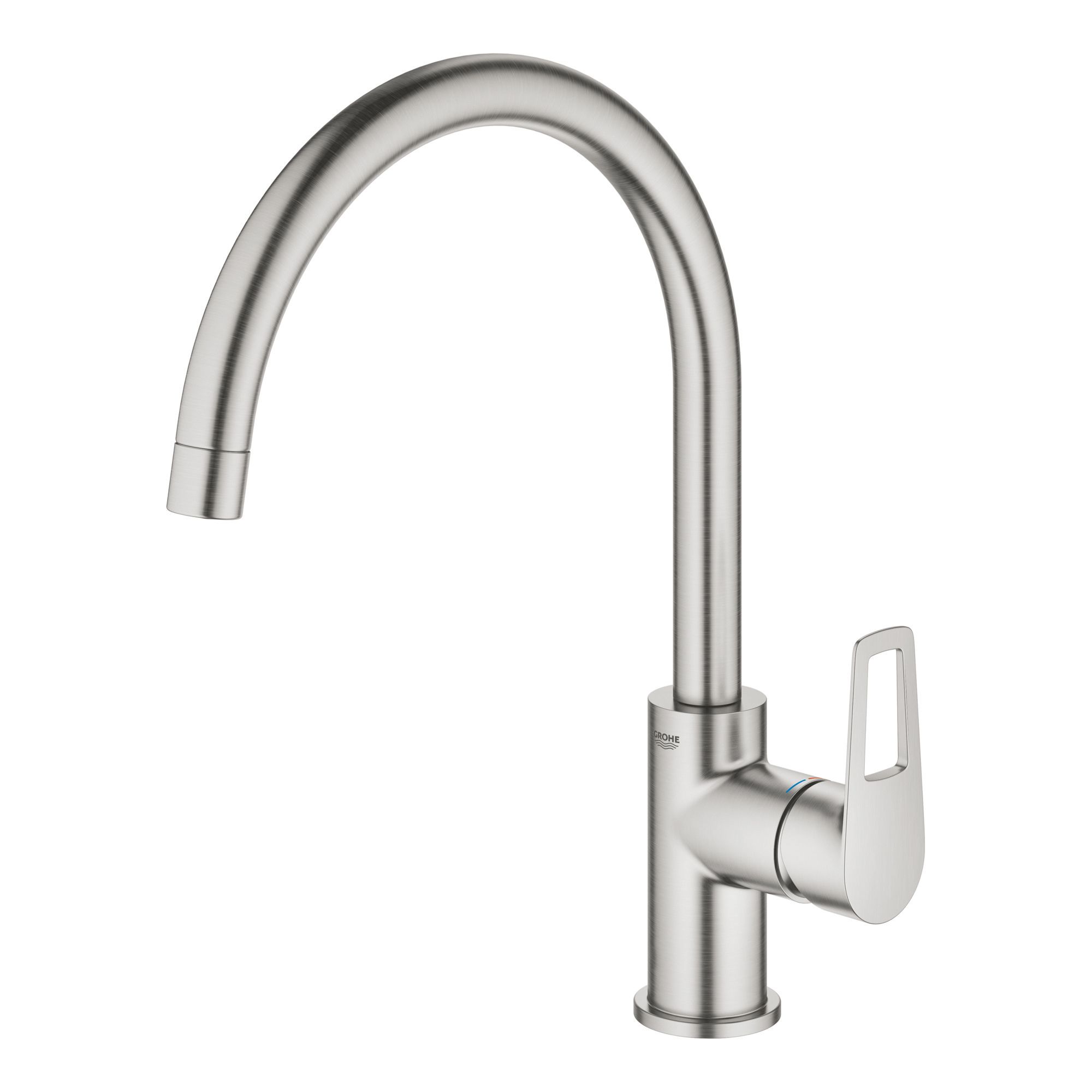 Grohe Start loop Supersteel Stainless steel effect Kitchen Side lever Tap