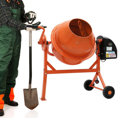 63 L Orange Electric Portable Cement Concrete Mixer with Wheels