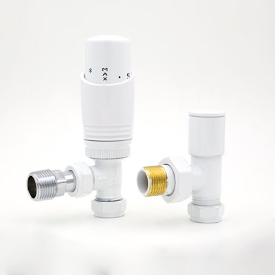 Agadon Deluxe TRV Radiator Valve Set Angled White