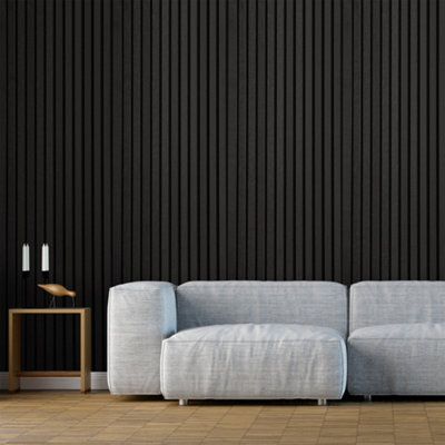 Fuse Acoustic Wooden Wall Panel in Black Oak, 2.4m x 0.6m